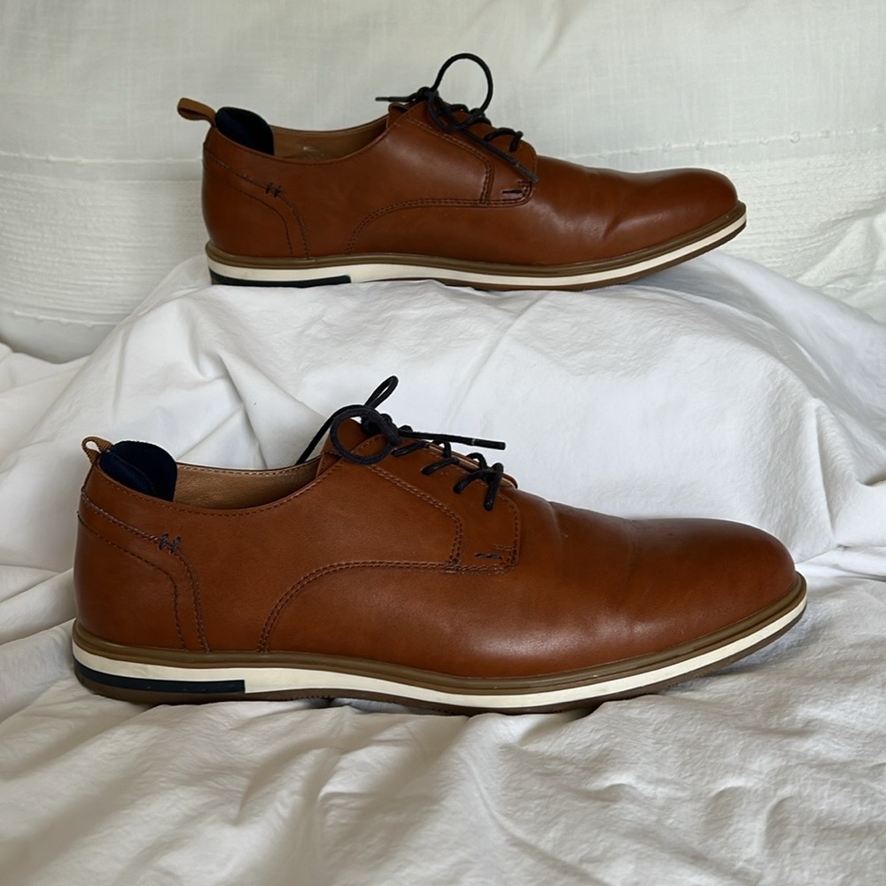 Franco Fortini Size 12M Brown Leather Oxfords with Minimalist Design